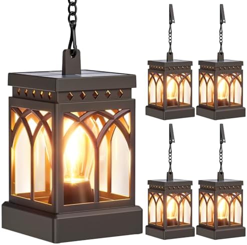 KOOPER 4 Pack Solar Lanterns Outdoor Waterproof, Brighter Hanging Solar Lantern Lights for Outside, Auto ON/Off Lanterns Decorative Outdoor for Garden Table Yard Path Tree Patio Lawn Decor, Gifts by KOOPER