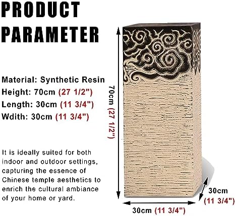ARCVOX Oriental Architecture Columns & Pedestal, Floor Ornaments Plant Stand, Flower Pot Holder for Garden Backyard, Miniature Pillars Landscape Decor (Size : 27.5in) - Image 7