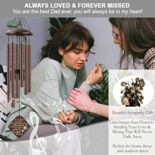 Memorial Sympathy Wind Chimes for Outside Clearance, Dragonfly Wind Chimes for Loss of Loved One Mother Father for Bereavement/Condolence/Funerary Gift Idea,32inch Bronze - Image 5
