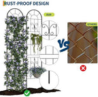 2 Pack Garden Trellis for Climbing Plants Outdoor, 55x12 Inch Black Metal Iron Trellis for Vines, Flowers, Vegetables - Decorative Plant Trellis Outdoor, Sturdy Garden Trellis - Image 3