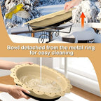 Heated Bird Bath for Deck Railing, 100W Heated Birdbath for Outdoors, Khaki - Image 4