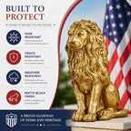 24" Gold Lion Statue Outdoor Decor, Resin Sitting Lion Sculpture, Majestic Guardian Animal Figurine for Garden, Patio, Porch, Entryway, Courtyard, Lawn & Indoor Home Decoration - Image 6