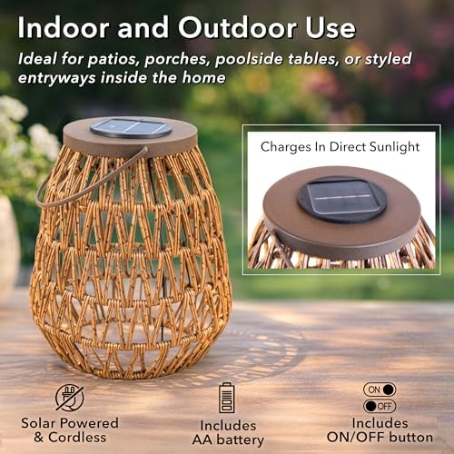 Scentsationals Fusion 2-Pack Cordless Outdoor Woven Solar Lanterns - Image 3
