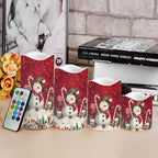 Christmas Snowman Flameless Candles with Timer and Remote Battery Operated LED Candles Color Changing Christmas Newyear Party Pillar Candles Bulk Fake Candles for Festival Home Decor - Image 4