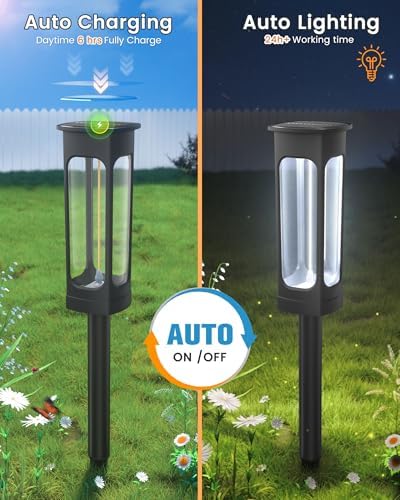 VOLISUN Solar Pathway Lights,8 Pack LED Solar Lights Outdoor Waterproof, Landscape Lighting,Cool White Color Solar Path Lights,Landscape Lights,Solar Garden Lights for Yard Lawn Driveway Walkway - Image 4