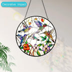 Hummingbird and Flowers Stained Glass Window Hanging - 8″ Hummingbird Suncatcher Indoor Window Hanging Decor Birds Ornaments with Chain and Hooks - Hummingbird Gifts for Women Mom Grandma Bird Lovers - Image 4