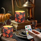 Thanksgiving Maple Leaf Flameless Candles Battery Powered LED Candle with Remote Timer Color Changing Control 4 Pieces Candles for Thanksgiving Decorations - Image 2