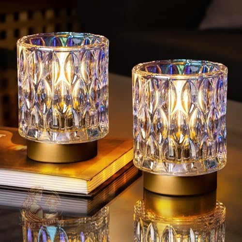 Battery Operated Table Lamp Timer, Small Cordless Lamps Decorative, 2 Pearl by MJPREMIER