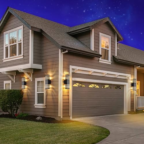 DASTOR 4 Pack Modern Outdoor Wall Lights, 15.1'' Up and Down Porch Lights, 14W 3000K Warm White Exterior Sconce Lighting Fixtures for House Garage - Image 6