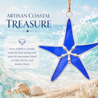 Stained Glass Cobalt Blue Starfish 3in Suncatcher Set of 5, Room Decor - Image 2