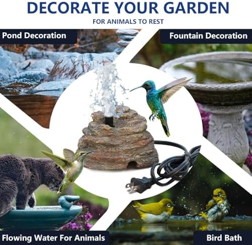 Bird Bath Water Fountain Resin Rock Fountain with 9.8ft Cord Length Water Pump Rock Waterfall for Hummingbird Birdbath Outdoor Decor for Garden Lawn Fish Tank and Aquariums (Brown) - Image 5