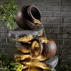 Garden Water Fountain Outdoor Decor - 38.4" 3 Tier Standing Cascading Waterfall Outdoor Water Fountain with LED Lights & Pumps,Natural Design for Garden,Patio, Porch, Backyard, Home Art Decor - Image 6