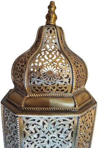 Moroccan Brass Wall Lamp Sconce Home Decor, Handmade Lighting Copper Metal Lights Turkish Lamp, Ramadan Candle Lantern, Candle Holder, Indoor Outdoor, Patio, Porch, Shelf, Garden (Minaret) - Image 5