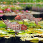 Outdoor Statues Garden Koi Fish Decor, 2pcs Antique Copper Koi Fish Sculpture for Pond Lawn Patio Porch Yard Decor Home House Ornaments, Birthday Gardening Gifts for Grandma Women by Wosuine