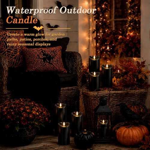 Homemory Halloween Black Waterproof LED Candles with Remote Timer, Set of 6 - Image 7