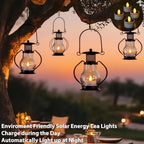 Solar Hanging Lanterns Outdoor Waterproof, Vintage Mini Metal Lantern with Flickering Solar Powered Tea Lights, Perfect Chargeable Solar Lights for Backyard Patio Garden Fence Tree Decoration-4Pack - Image 4