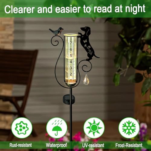 Solar Rain Gauge Outdoor Decorative for Yard,Dachshund Gifts for Women - Image 3