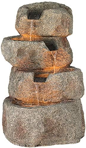 Glacial Rock Zen 30" Large Water Outdoor Indoor Fountain with LED Lights by JohnTimberland