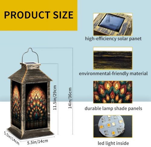 Solar Lantern Atomic Starburst Peacock Outdoor Waterproof Garden Hanging Lantern Solar Powered Lighting Outside Solar Light for Patio Yard Camping, Gifts for Women Mom - Image 2
