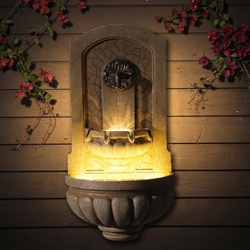 Bumilgar Wall Mounted Water Fountain, European-Style Rustic Grey Beige by Bumilgar