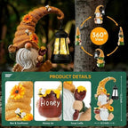 Solar Bee Garden Gnomes with LED Lantern, 12.2-Inch Outdoor Statue - Image 3