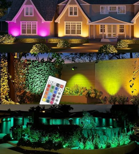 RGB Landscape Lights Low Voltage Color Changing LED Landscape Lighting IP66 Waterproof Outdoor Spotlight 5W 12V Remote Control Garden Pathway Christmas Decorative for Yard Path(16 Connector) - Image 6