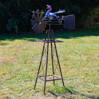 Windmill Spinner with Moving Hand-Painted Animals Scenes on Top, Includes Metal Tower Stand, Decorative Garden Decor (Flying Dragon) - Image 2