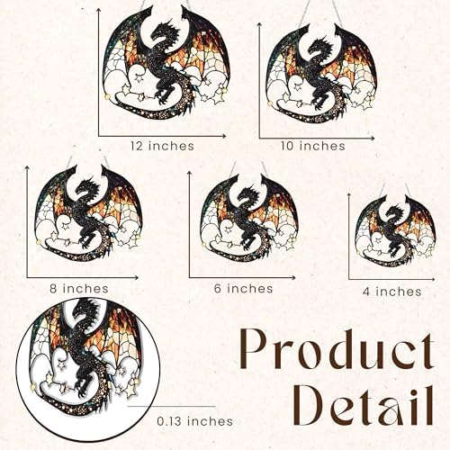 Celestial Dragon Acrylic Suncatcher 10 Inches, Halloween Decoration Indoor Outdoor, Bedroom Porch Decor, Stained Glass Effect Window Hanging, Gothic Fantasy Ornament, Dragon Gift for Her - Image 3