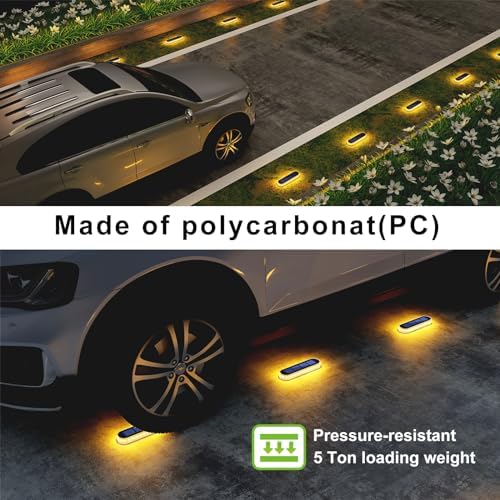 DetarZinLED Solar Step Lights Outdoor IP68 Waterproof 4 Pack Warm White Bar - Image 5