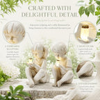 Large Garden Children Statues Light Up Firefly Jar Solar Powered | Set of 2 Figurines | Girl & Boy Garden Yard Art Décor, Indoor & Outdoor Ornament Gifts for Lawn, Patio , 7.5" W x11. 8”H Cream Gift - Image 2