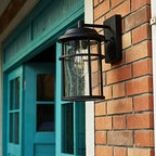 Outdoor Lights for House, Exterior Light Fixture, Waterproof Outdoor Wall Sconce Lights, Anti-Rust Black Wall Mount Lighting with Seeded Glass Shade, E26 Socket Lantern for Outside, Front Porch, Patio - Image 2