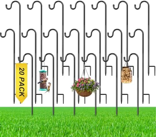 20 Pcs 24 Inch Shepherd Hook for Outdoor Adjustable Bird Feeder Pole by Yetene