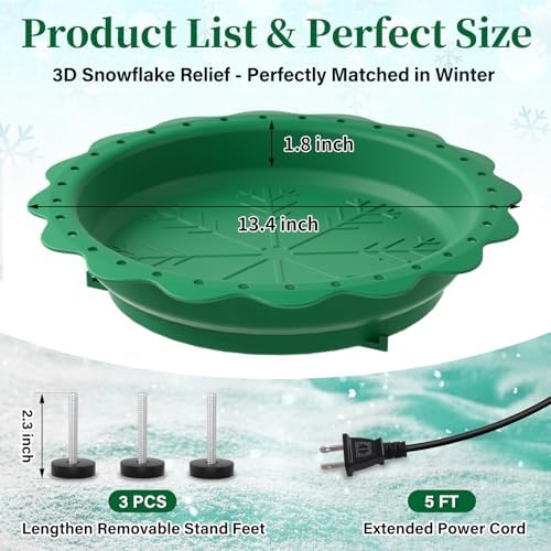 Heated Bird Baths for Outdoors Winter, 100W Heated Birdbath Heater, Green - Image 2