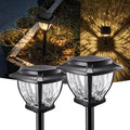 Solar Pathway Lights, Super Bright Solar Lights Outdoor Waterproof, 2 Pack Glass Solar Garden LED Lights, Landscape Lighting Decorative for Path, Yard, Patio, Walkway, Driveway, Slate Black by OPOIRA