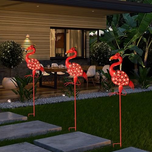 Garden Decor Solar Lights Flamingo Lawn Light, for Yard Outdoor Decorations Ground Inserted Outdoor Waterproof Garden Lamp LED,Patio, Courtyard, Gifts for Mom Grandma (Colorful Light) - Image 2