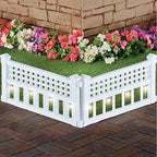 SkyMall 8-Piece Solar Garden Border Fence with Corner Posts, White Decorative Landscape Edging Panels with Cool White LED Solar Lights, Outdoor Lawn and Flower Bed Barrier for Yard and Pathway - Image 7