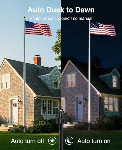 SUNVIE 20W 5000K LED Dusk to Dawn Flag Pole Spot Light Outdoor with Sensor - Image 3