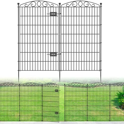 5 Panel No Dig Decorative Garden Fence with Gate 48" H x 11.4'L for Dogs by Bilibompa