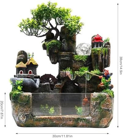 Tabletop Water Fountain Indoor Rockery Waterfall LED Light Atomizer Decor - Image 6