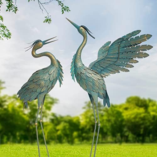 Crane Statues for Outdoor, Metal Heron Garden Statues Bird Yard Art - Image 6