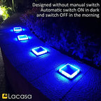 Lacasa Blue Solar Deck Lights 4 Pack, Dusk to Dawn Large Battery Step Lights, Big Solar Powered Waterproof Dock Lights, LED Solar Lights Outdoor Garden Stair Driveway Walkway Pathway Warning Lamp - Image 6