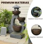 Tankana 35.5" H Solar Water Fountain Outdoor Garden 3-Tier Cascading Bowl Solar Powered Fountain Waterfall with LED Light Japanese Garden Style for Patio Yard Balcony Porch Home Decor, Bronze Finish - Image 6