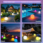 Solar Globe Light Outdoor w/Ground Stake, 12 Inch Solar Ball Light w/Remote - Image 5