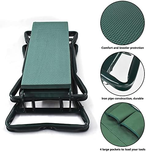 Garden Kneeler Seat Portable Garden Folding Seat EVA Foam Pad with Tool Bag Pouch - Image 4