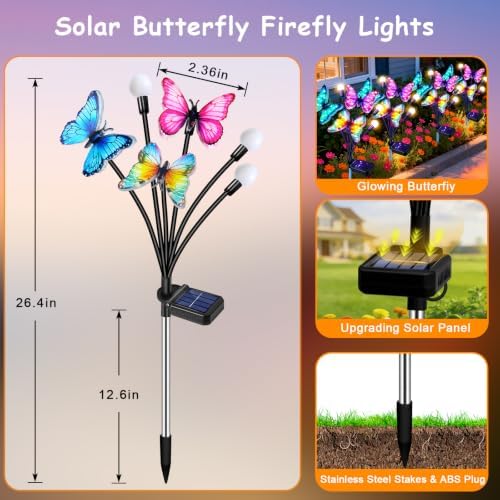 TEDOF 4 Pack Solar Butterfly Outdoor Lights Waterproof for Garden - Image 2