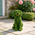 13.78" Garden Statue Flocked Dog Figurine Resin Puppy Yard Green by Unknown