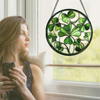 Ireland Green Clover Stained Glass Window Hanging Suncatcher Gifts 9.8" - Image 2