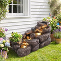 Outdoor Garden Water Fountain, 5-Tier Rock Natural Waterfall by Unknown