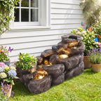 Outdoor Garden Water Fountain, 5-Tier Rock Natural Waterfall by Unknown