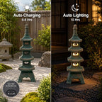 Qeeman Solar Pagoda Garden Statues Decor: Multi-Layer Resin Zen Sculpture - Image 5